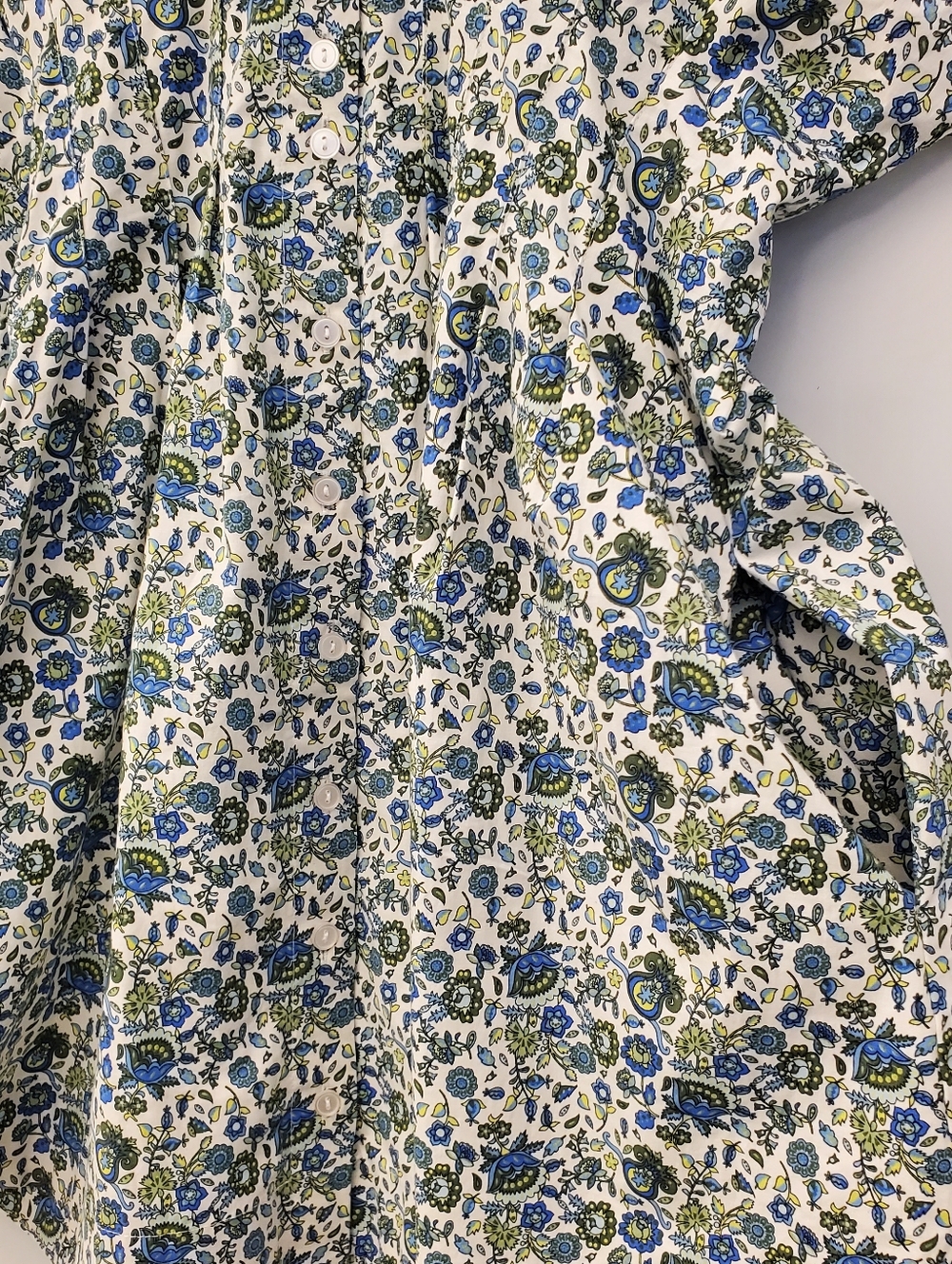 Janice Dress Mini By Exquise Floral Smocked Waist in Blue White Muticolor Large - Picture 11 of 12